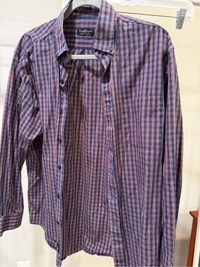 Club Room Red and Blue Plaid Long-Sleeve Button-Down Shirt